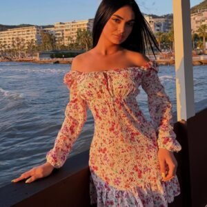 fustan off shoulder me lule